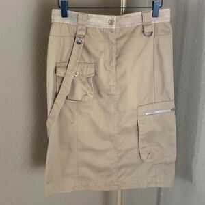 Stone Eagle First Blue Tan Cargo Skirt Utility Y2K Strap Pocket Cotton Size 9